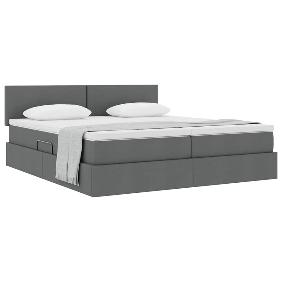 Opslag bed met matras Donkergrijs 200 x 200 cm Nep Leer