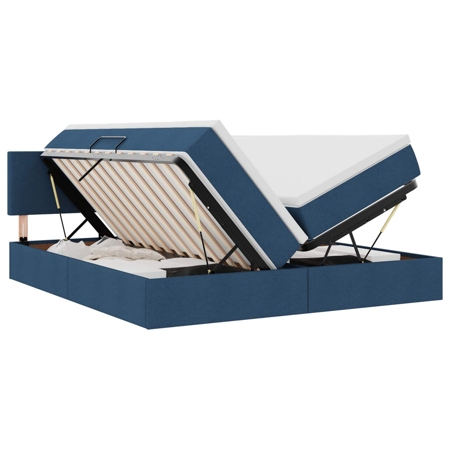 Opslag bed met matras met opslag Blauw 100 x 200 cm Nep Leer