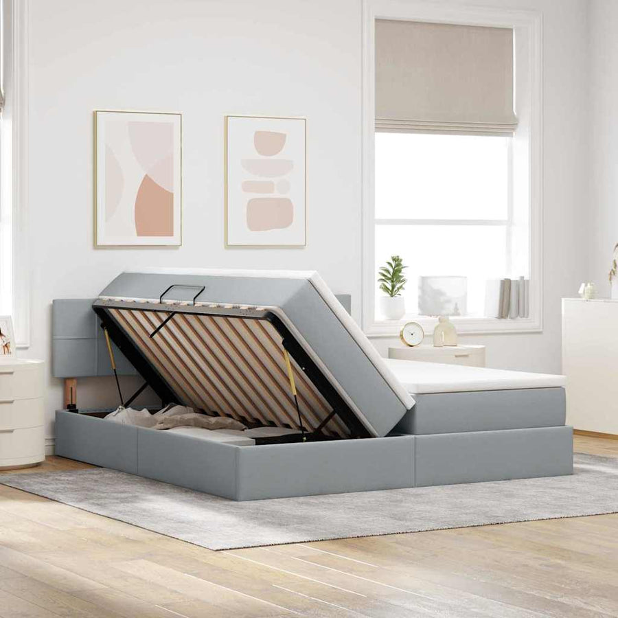 Opslag bed met matras Lichtgrijs 180 x 200 cm Nep Leer