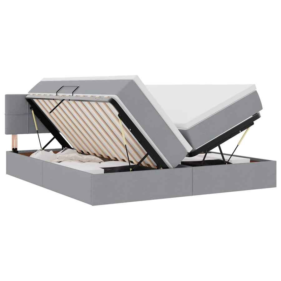 Opslag bed met matras Lichtgrijs 180 x 200 cm Nep Leer