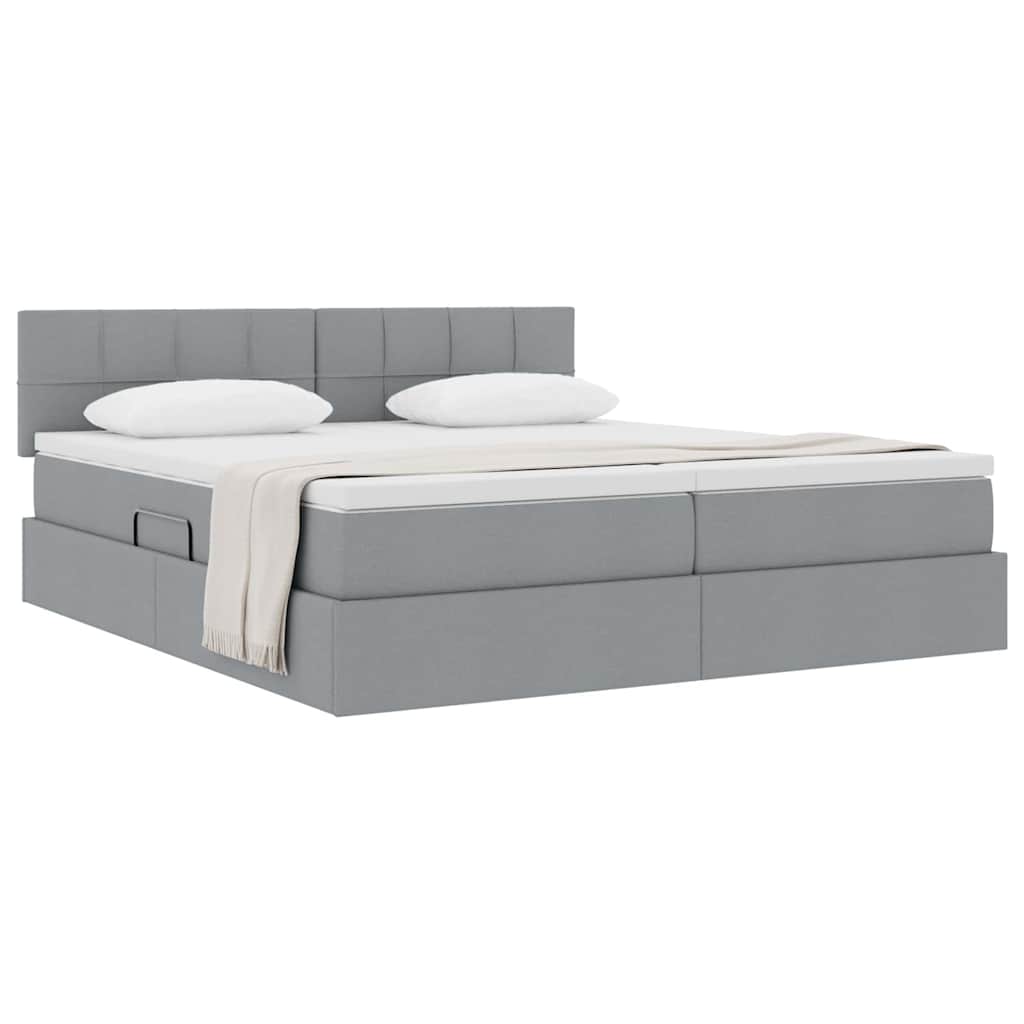 Opslag bed met matras Lichtgrijs 180 x 200 cm Nep Leer