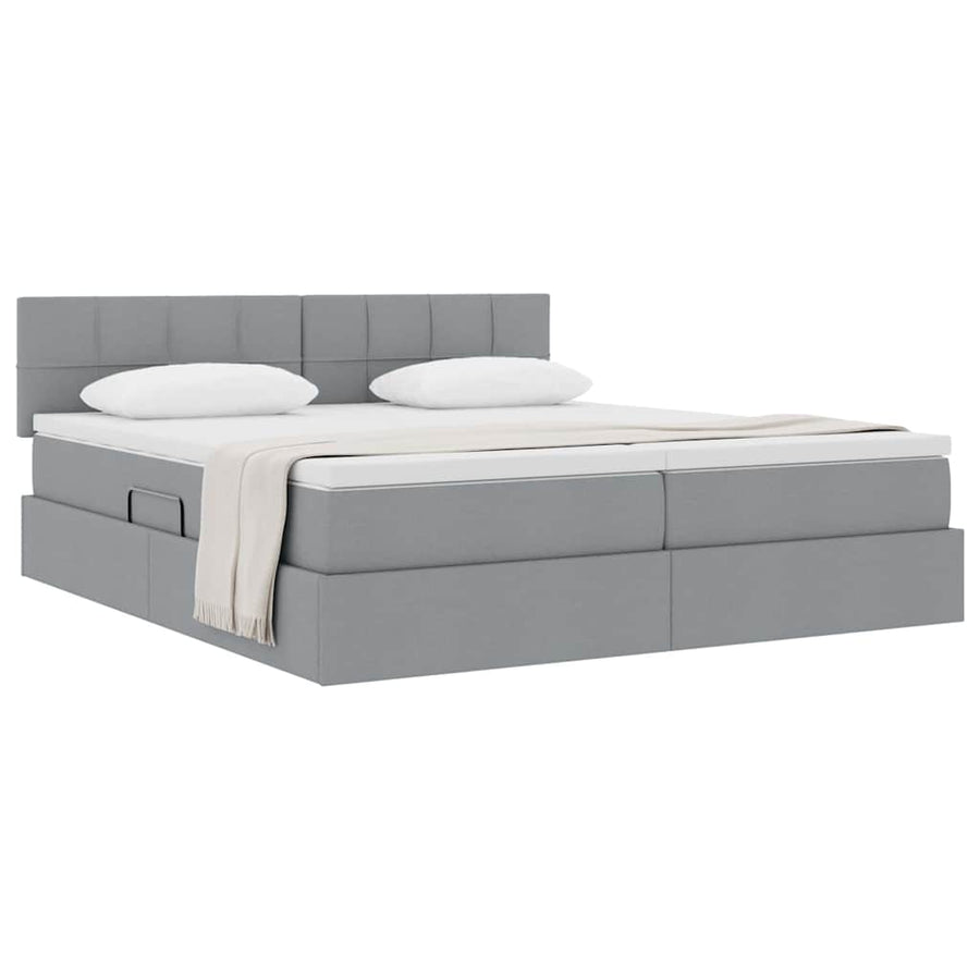 Opslag bed met matras Lichtgrijs 180 x 200 cm Nep Leer