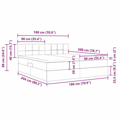 Opslag bed met matras Lichtgrijs 180 x 200 cm Nep Leer
