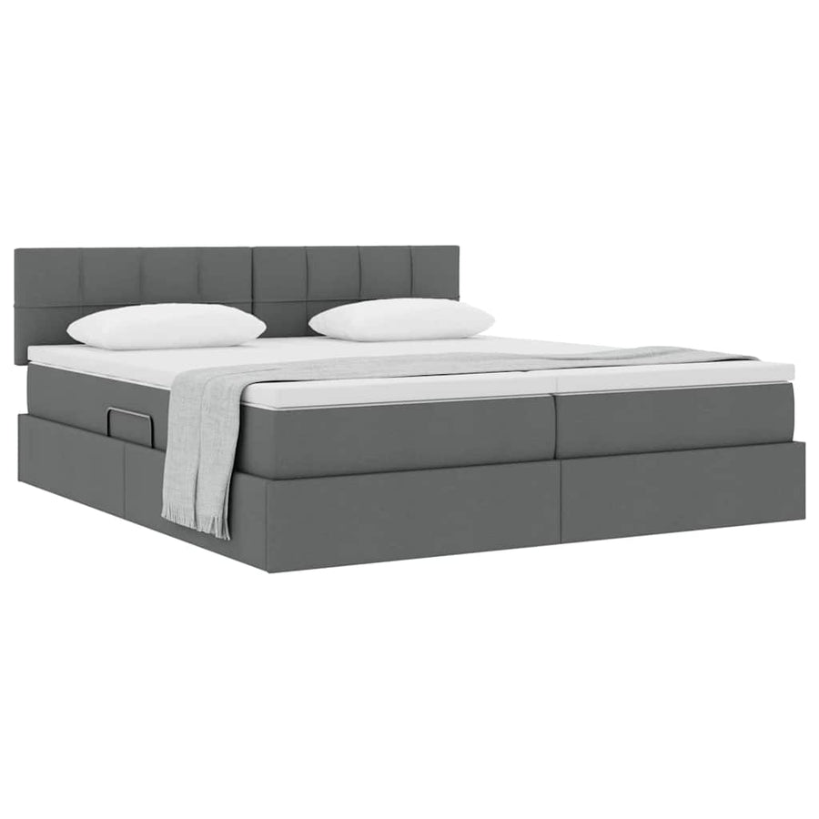 Opslag bed met matras Donkergrijs 180 x 200 cm Nep Leer