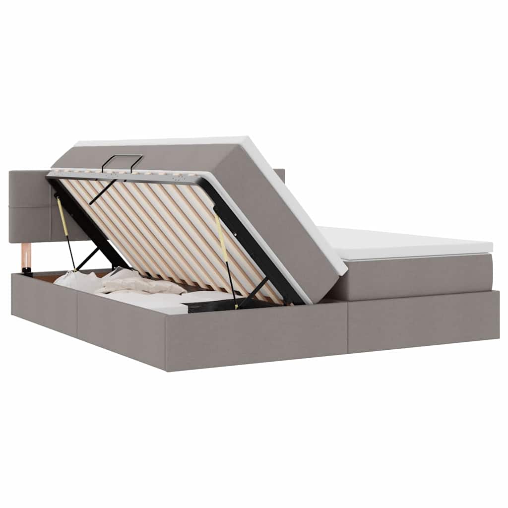 Opslag bed met matras met opslag Taupe 180 x 200 cm Nep Leer