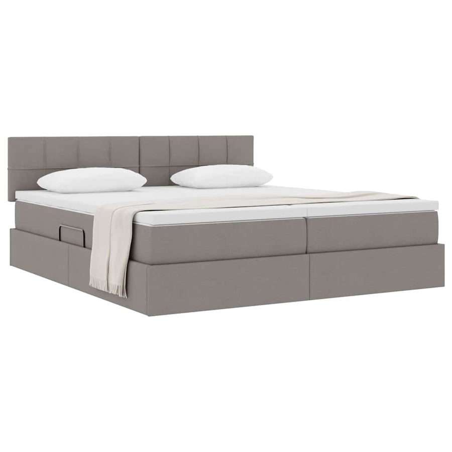 Opslag bed met matras met opslag Taupe 180 x 200 cm Nep Leer