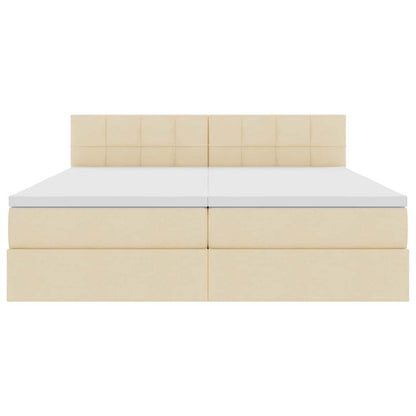 Opslag bed met matras met opslag Crème 180 x 200 cm Nep Leer
