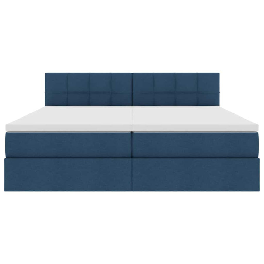 Opslag bed met matras met opslag Blauw 200 x 200 cm Nep Leer
