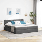Opbergbed met matras 180x200 cm donkergrijs kunstleer