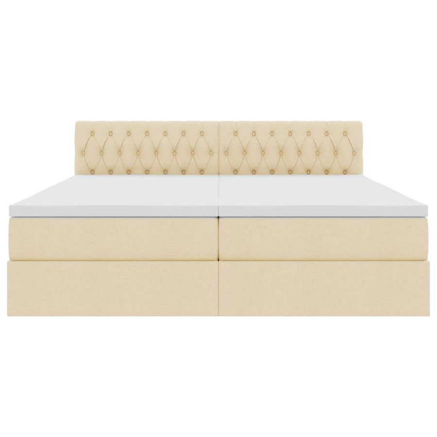 Opslag bed met matras met opslag Crème 180 x 200 cm Nep Leer