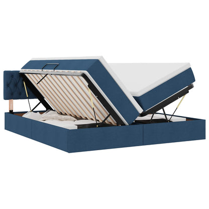 Opslag bed met matras met opslag Blauw 180 x 200 cm Nep Leer