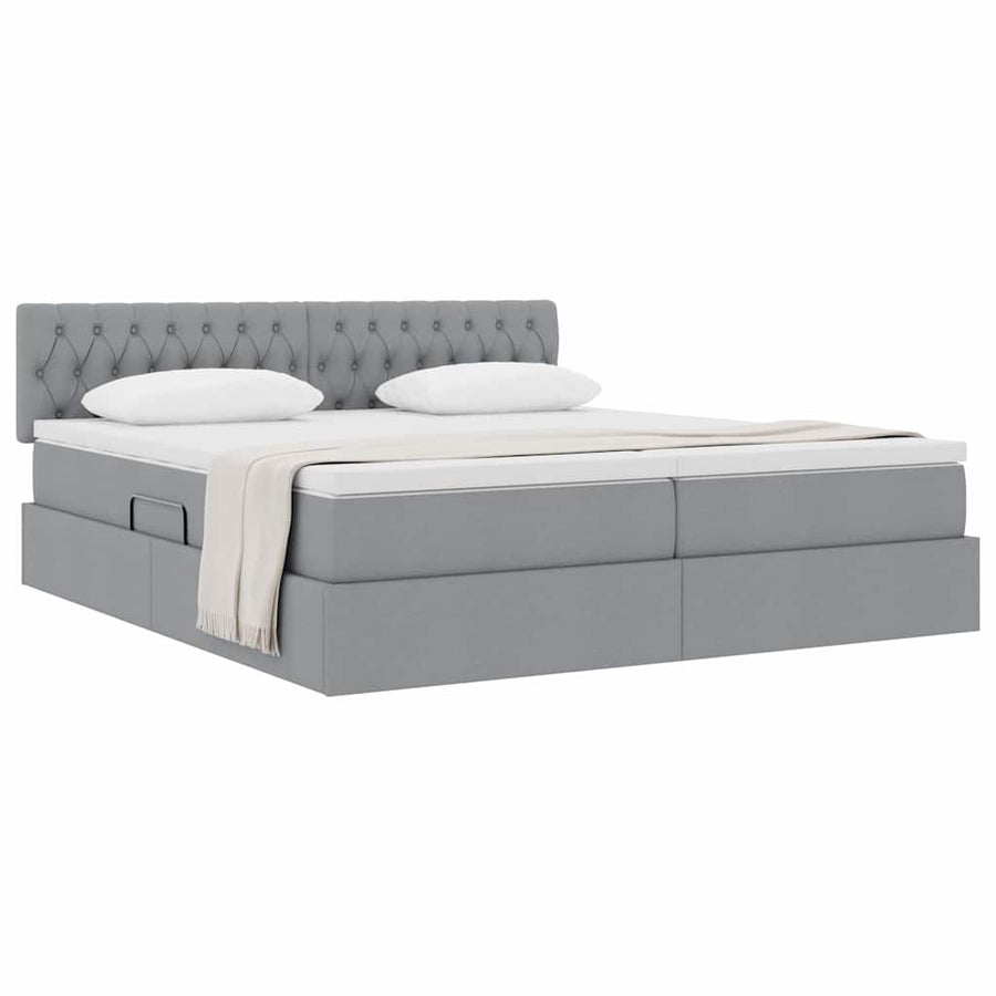Opslag bed met matras Lichtgrijs 200 x 200 cm Nep Leer