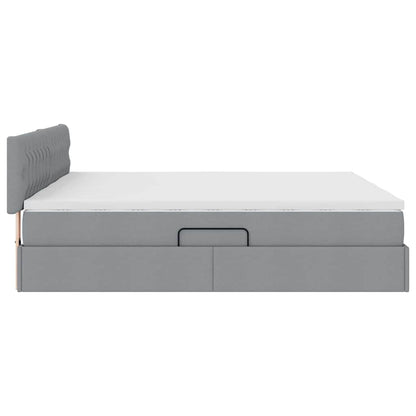 Opslag bed met matras Lichtgrijs 200 x 200 cm Nep Leer