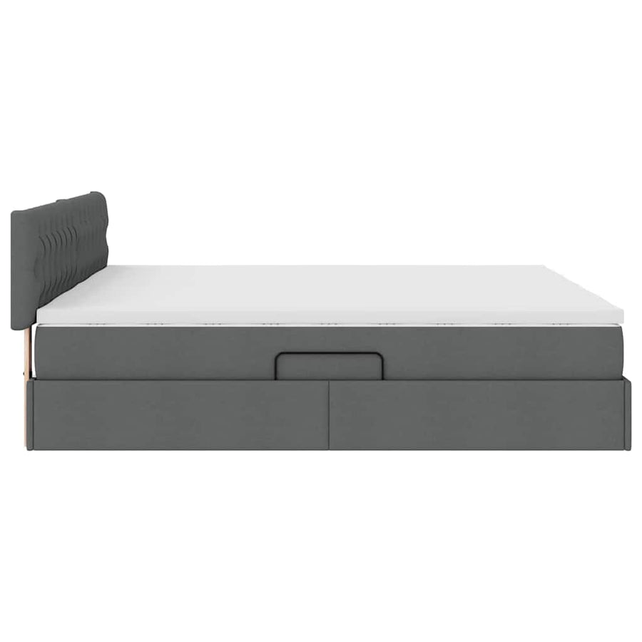 Opslag bed met matras Donkergrijs 200 x 200 cm Nep Leer