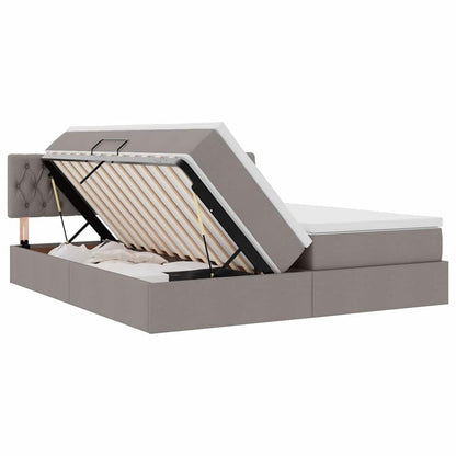 Opslag bed met matras met opslag Taupe 200 x 200 cm Nep Leer