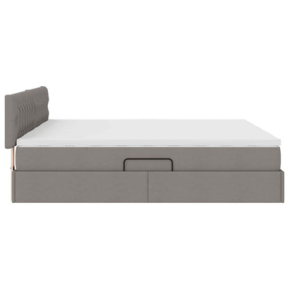 Opslag bed met matras met opslag Taupe 200 x 200 cm Nep Leer