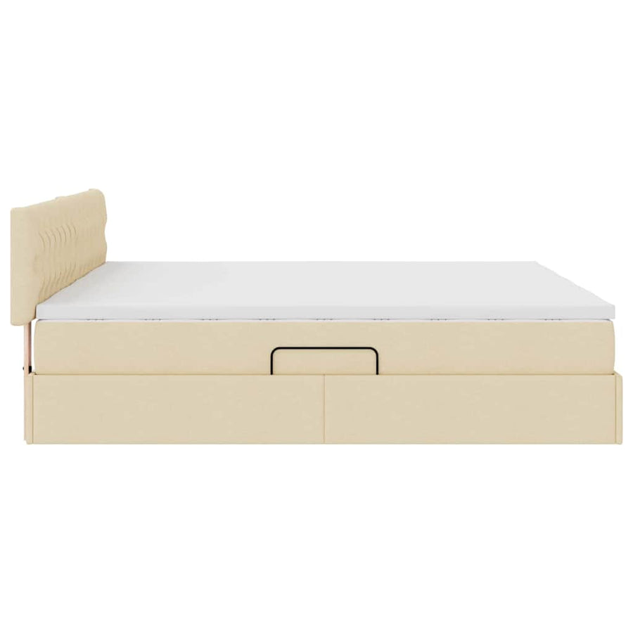 Opslag bed met matras met opslag Crème 200 x 200 cm Nep Leer