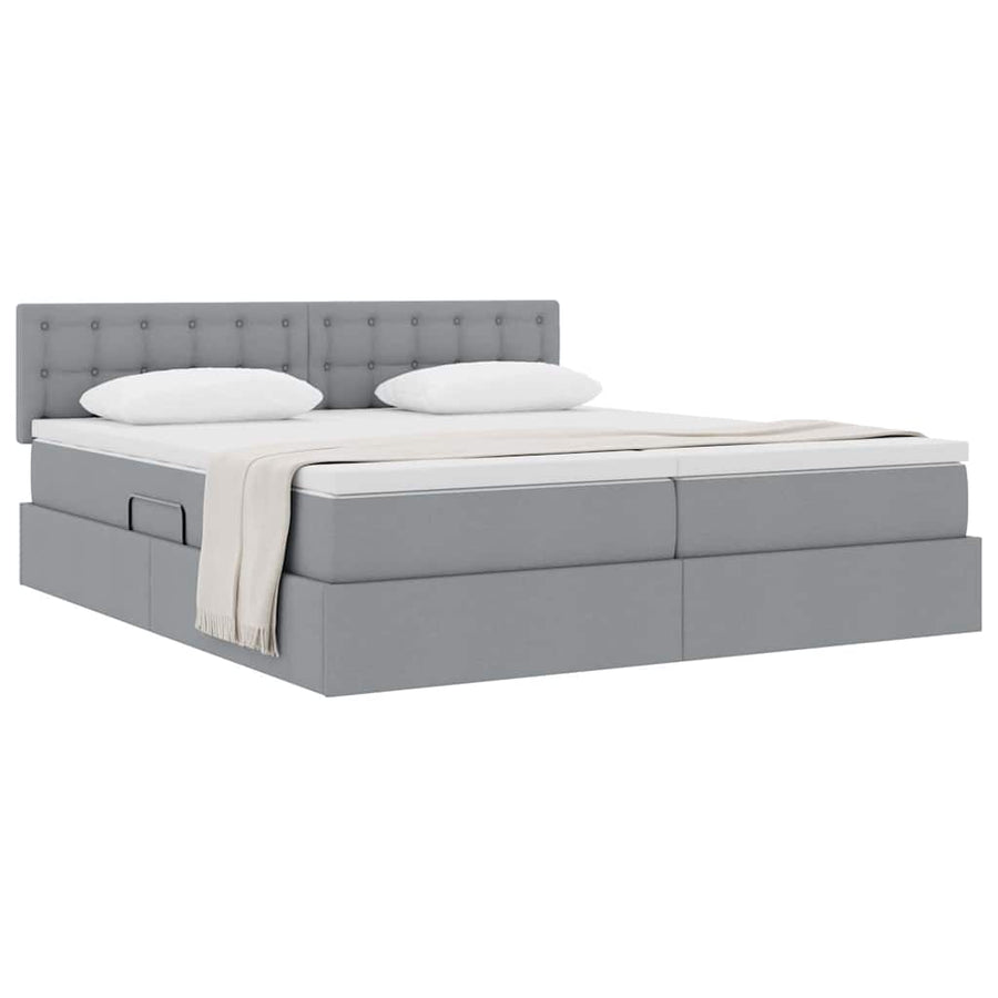 Opslag bed met matras Lichtgrijs 180 x 200 cm Nep Leer
