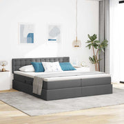 Opbergbed met matras 180x200 cm donkergrijs kunstleer