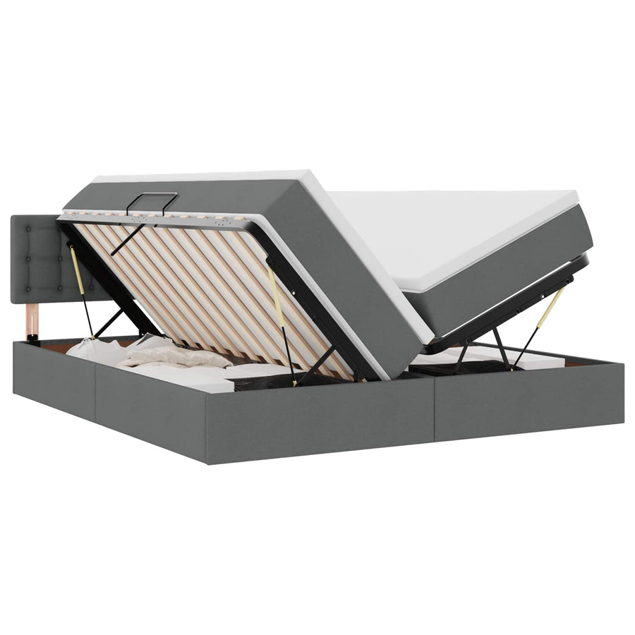 Opslag bed met matras Donkergrijs 180 x 200 cm Nep Leer