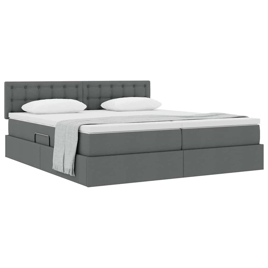 Opslag bed met matras Donkergrijs 180 x 200 cm Nep Leer