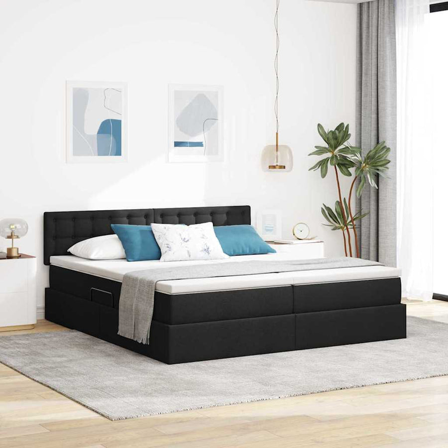 Opslag bed met matras met opslag Zwart 180 x 200 cm Nep Leer