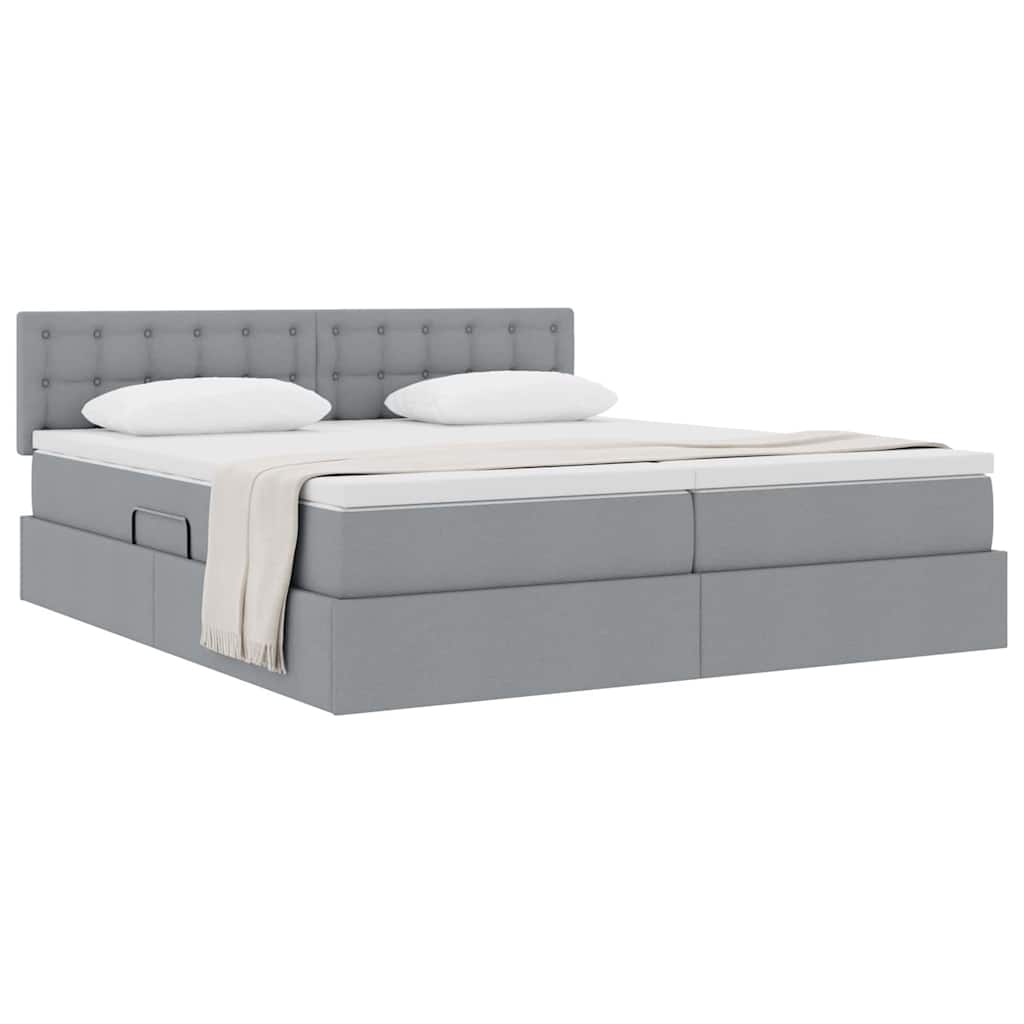 Opslag bed met matras Lichtgrijs 200 x 200 cm Nep Leer