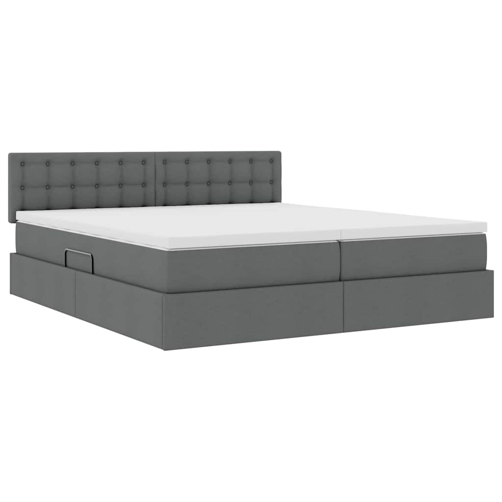 Opslag bed met matras Donkergrijs 200 x 200 cm Nep Leer