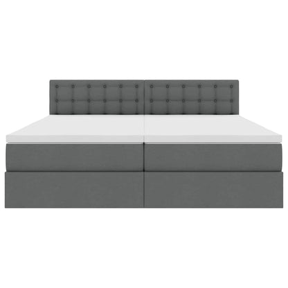 Opslag bed met matras Donkergrijs 200 x 200 cm Nep Leer
