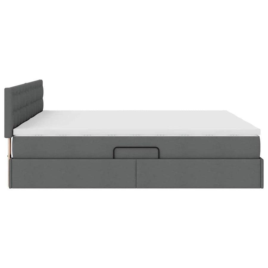 Opslag bed met matras Donkergrijs 200 x 200 cm Nep Leer