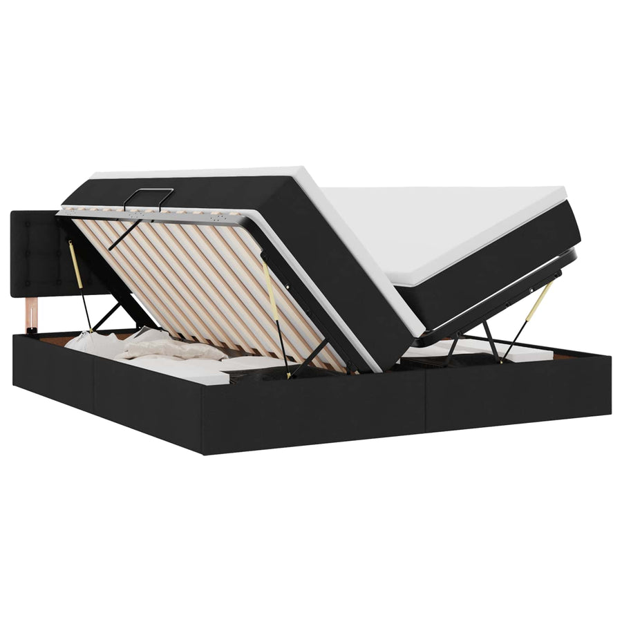Opslag bed met matras met opslag Zwart 200 x 200 cm Nep Leer