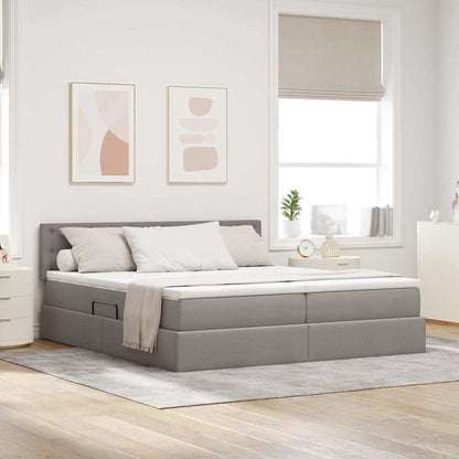 Opslag bed met matras met opslag Taupe 200 x 200 cm Nep Leer