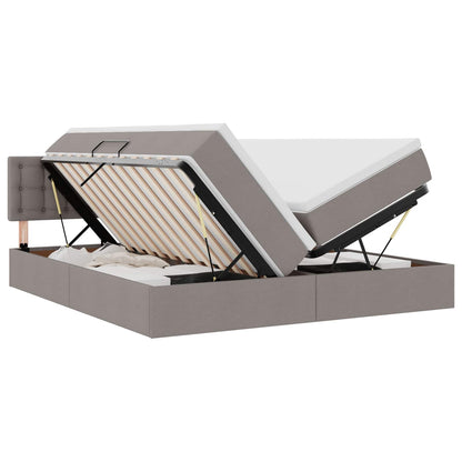 Opslag bed met matras met opslag Taupe 200 x 200 cm Nep Leer