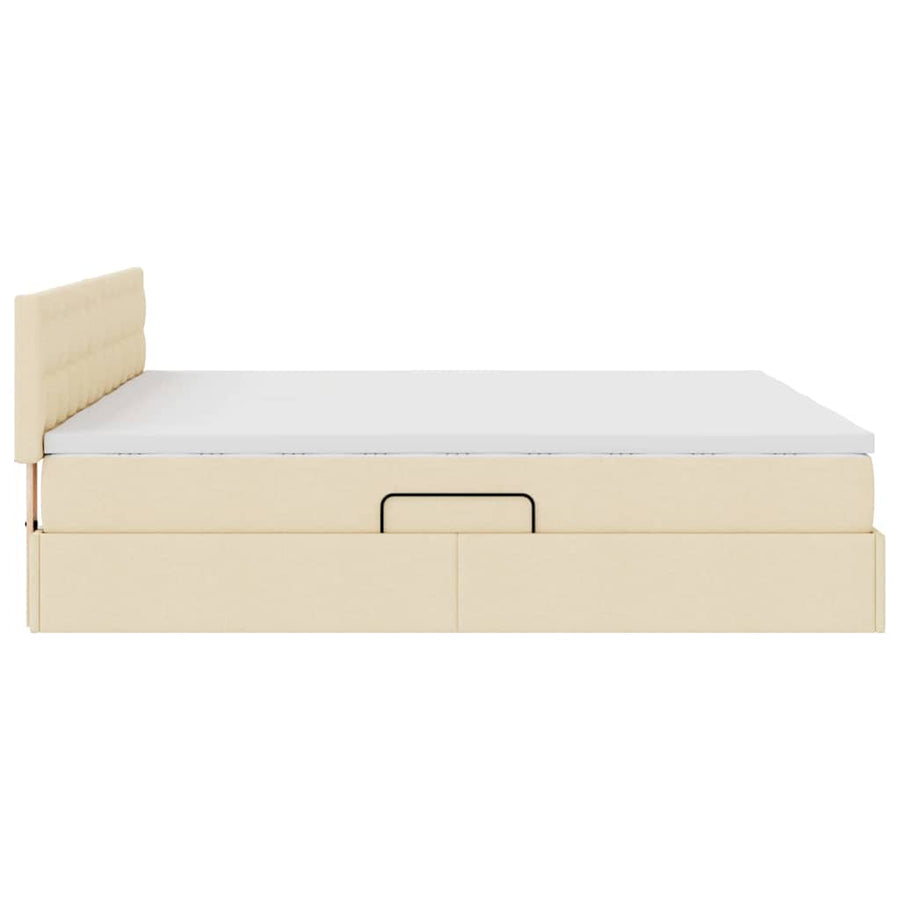 Opslag bed met matras met opslag Crème 200 x 200 cm Nep Leer