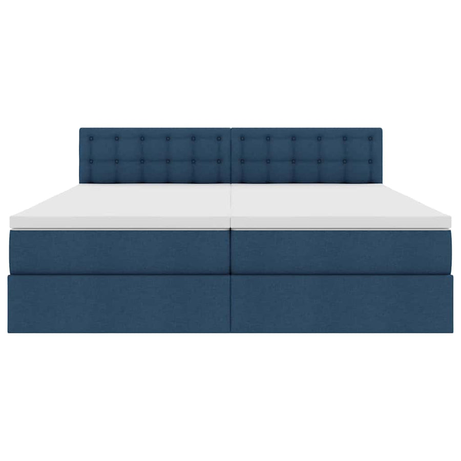 Opslag bed met matras met opslag Blauw 200 x 200 cm Nep Leer