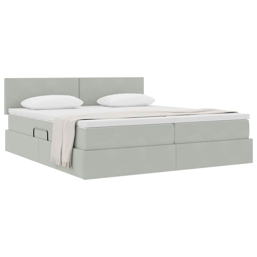 Opslag bed met matras met hoofdeinde Lichtgrijs 90 x 200 cm
