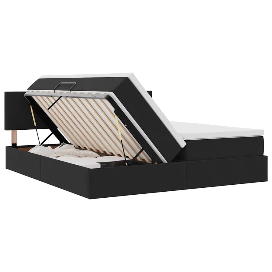 Opslag bed met matras met hoofdeinde Zwart 90 x 200 cm