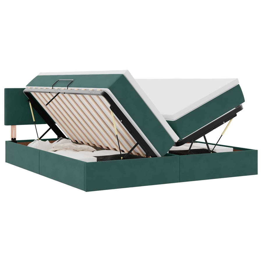 Opslag bed met matras met hoofdeinde Donkergroen 90 x 200 cm