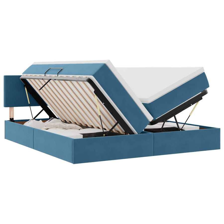 Opslag bed met matras met hoofdeinde Donkerblauw 90 x 200 cm
