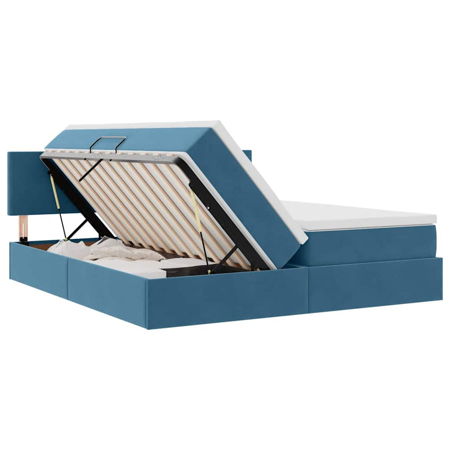 Opslag bed met matras met hoofdeinde Donkerblauw 90 x 200 cm