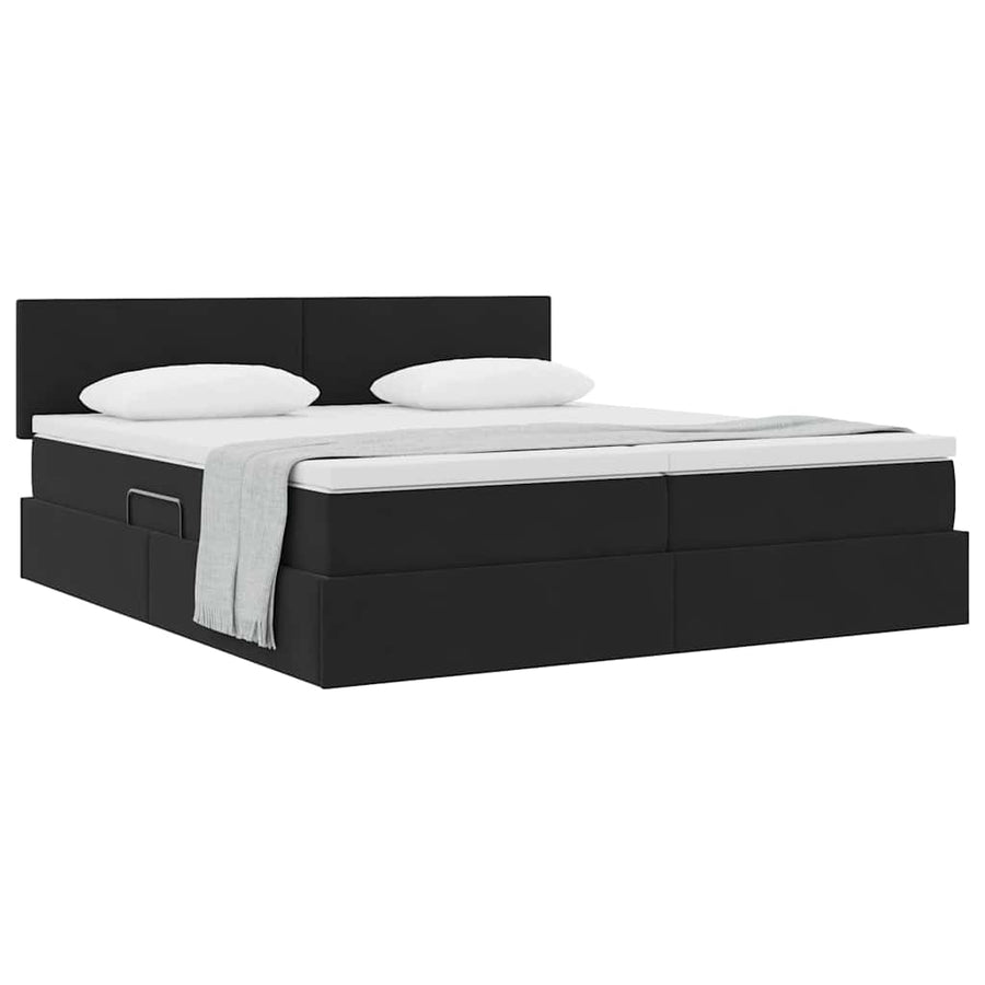 Opslag bed met matras met hoofdeinde Zwart 100 x 200 cm