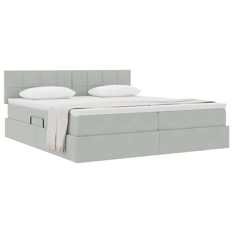 Opslag bed met matras met hoofdeinde Lichtgrijs 90 x 200 cm