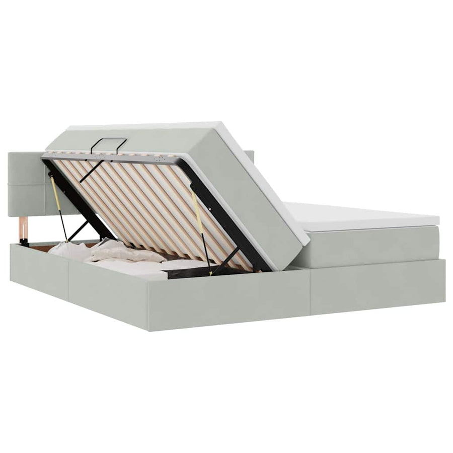 Opslag bed met matras met hoofdeinde Lichtgrijs 100 x 200 cm