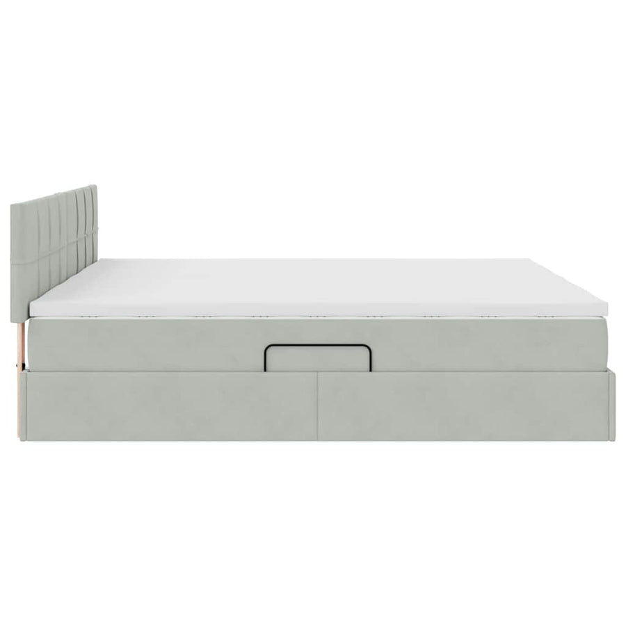 Opslag bed met matras met hoofdeinde Lichtgrijs 100 x 200 cm