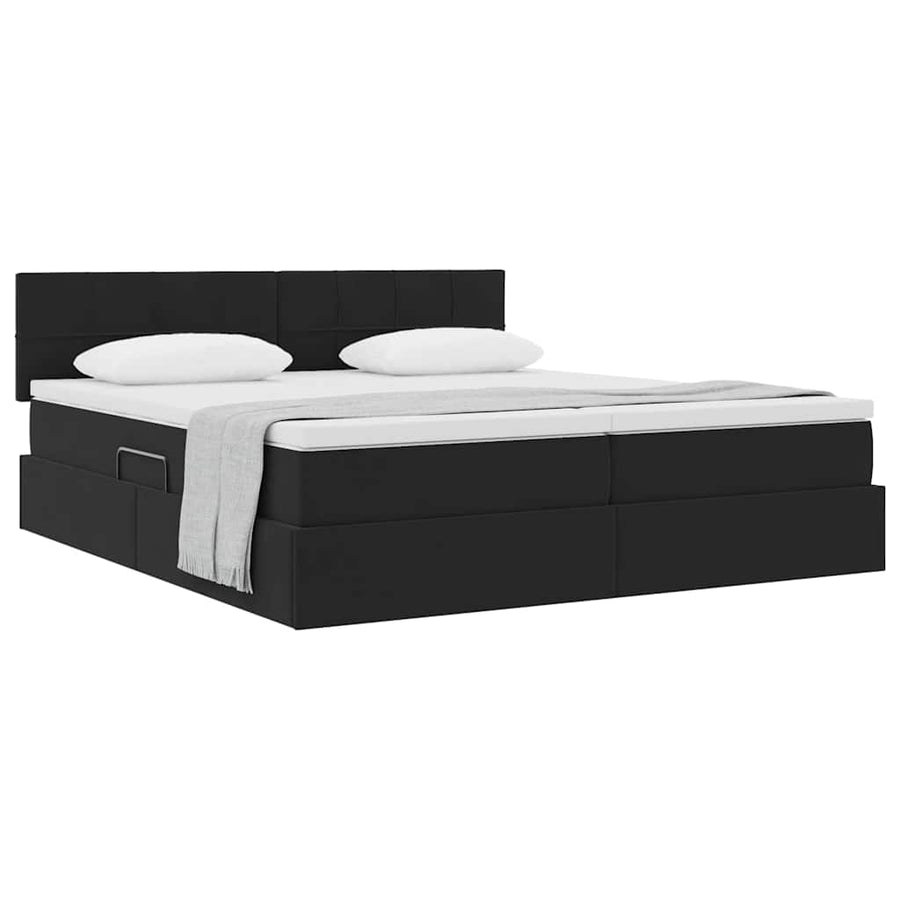Opslag bed met matras met hoofdeinde Zwart 100 x 200 cm