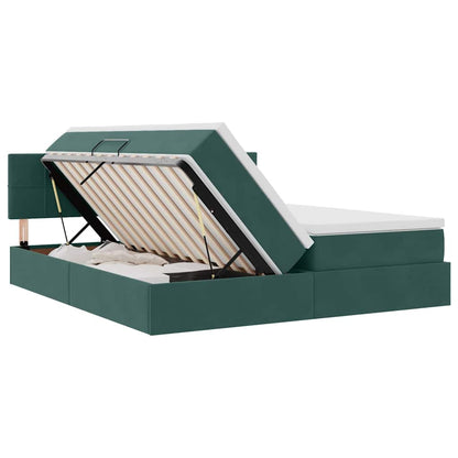 Opslag bed met matras met hoofdeinde Donkergroen 100 x 200 cm