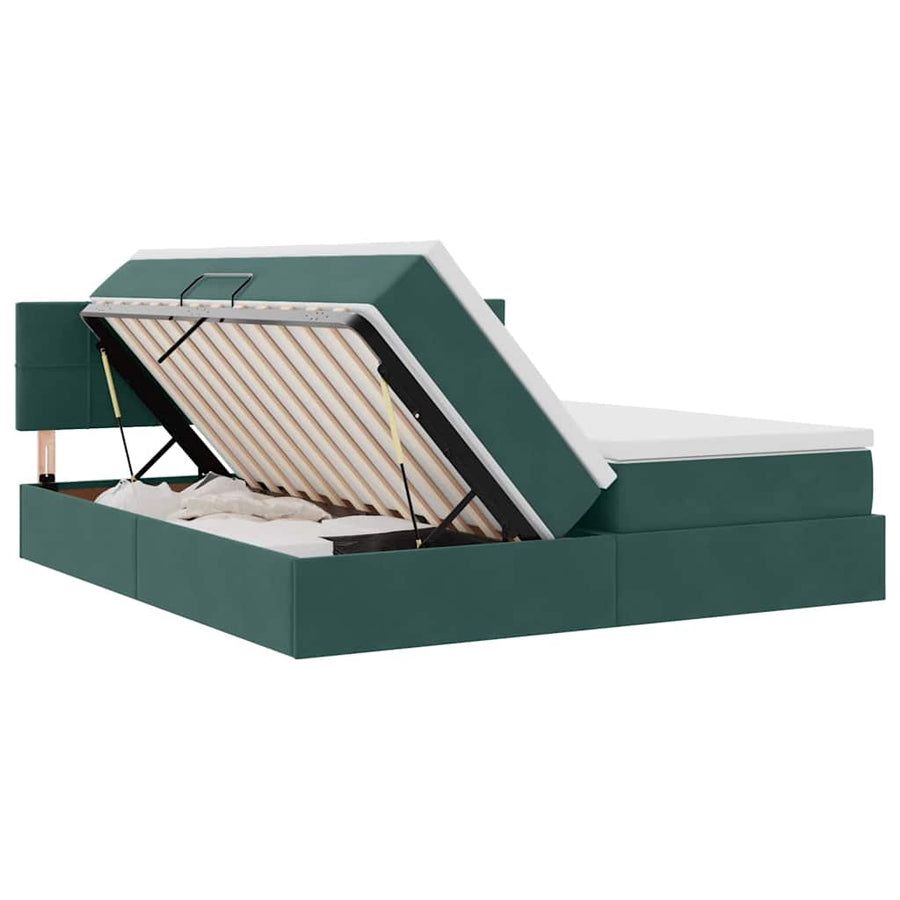 Opslag bed met matras met hoofdeinde Donkergroen 100 x 200 cm