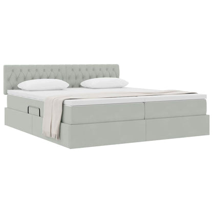 Opslag bed met matras met hoofdeinde Lichtgrijs 90 x 200 cm