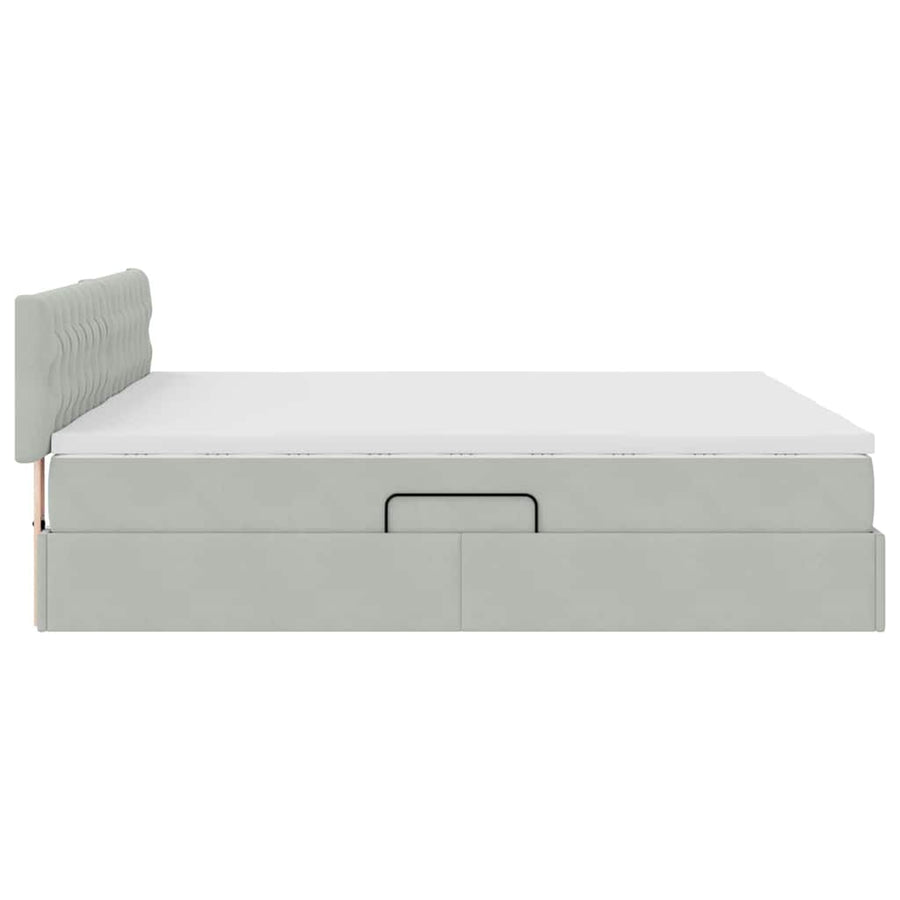 Opslag bed met matras met hoofdeinde Lichtgrijs 90 x 200 cm