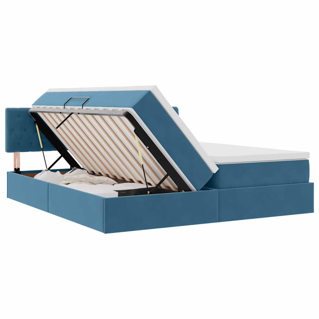 Opslag bed met matras met hoofdeinde Donkerblauw 90 x 200 cm